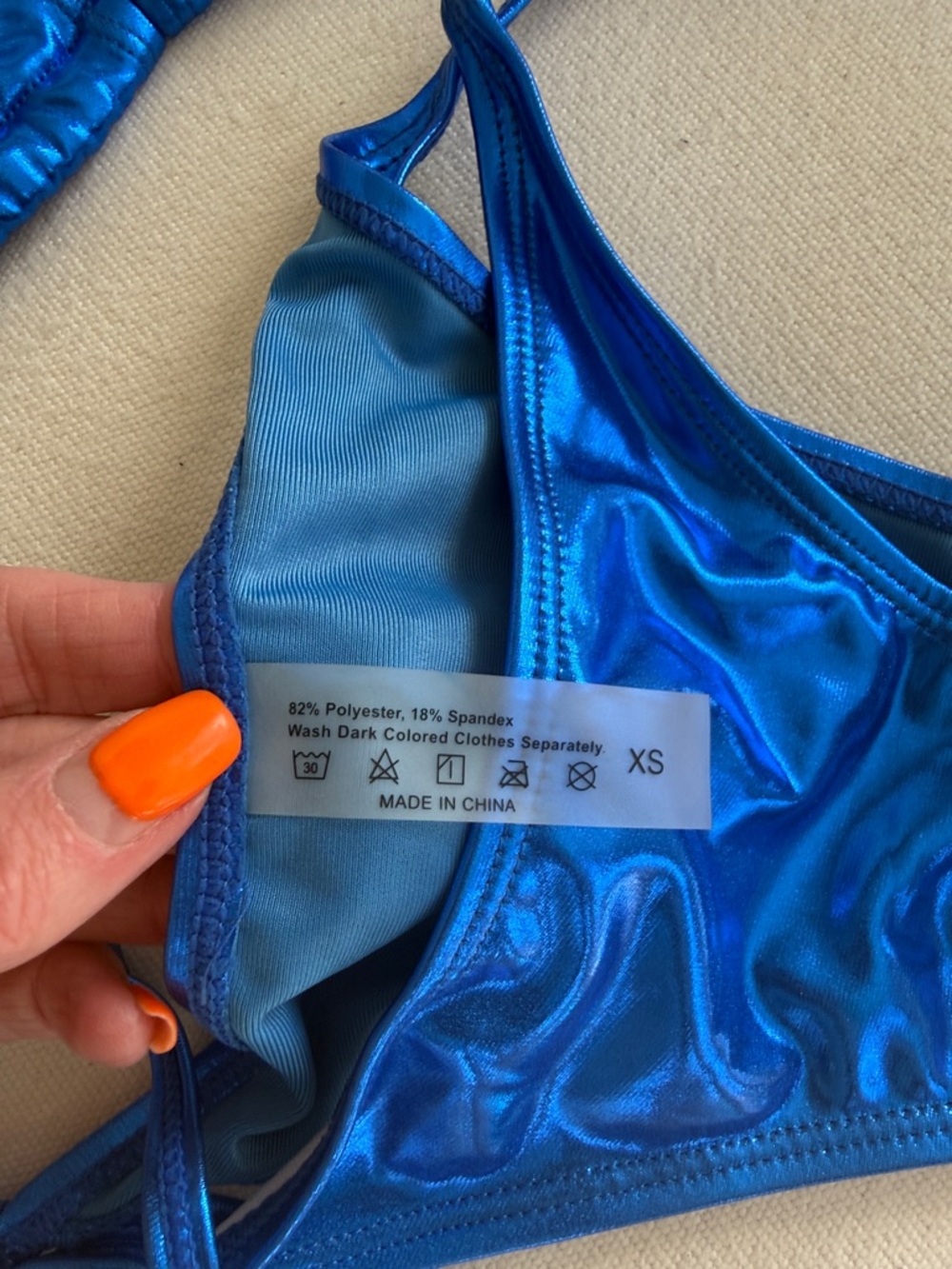 Metallic Blue String Bikini Set - Picture 3 of 6